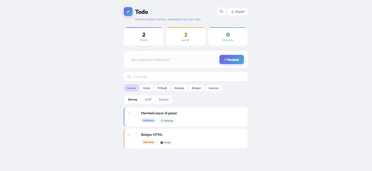 Todo App interface preview